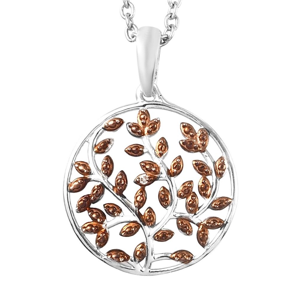 Champagne Diamond Necklace Platinum Over 925S